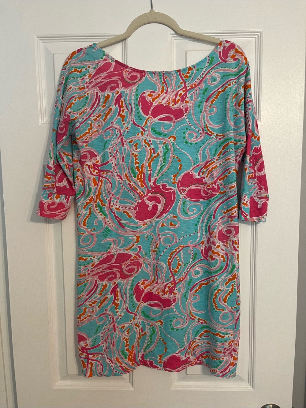 Lilly Pulitzer Turquoise, Pink & Orange Cotton Scoop Neck Tunic Top - Picture 2 of 7